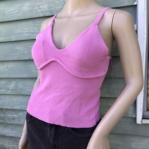 Bustier Padded Tank Top Cropped Pink Y2K Balletcore Coquette Barbiecore XL